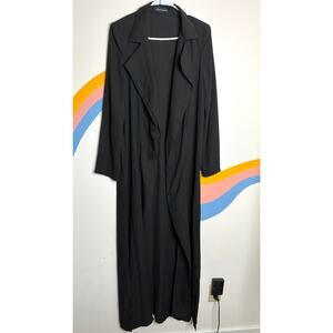 Naked Wardrobe Black Longline Trench Coat Jacket Split Slit Women's Sexy Glam